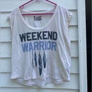 Local Celebrity Women's White and Blue Tank Top “Weekend Warrior” 🐗🪶🦅